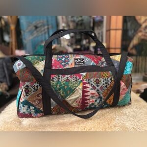 Bali Agung Patchwork Duffle Bag Artisan Indonesian Textile Carryall Boho Travel